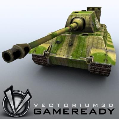 3D Model of Game Ready Low Poly King Tiger model - 3D Render 6